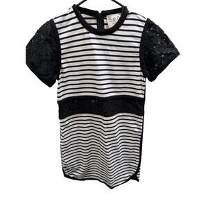 Sea New York Lace Cut Out Striped Black White Dress Size 2 XS Small Designer EUC